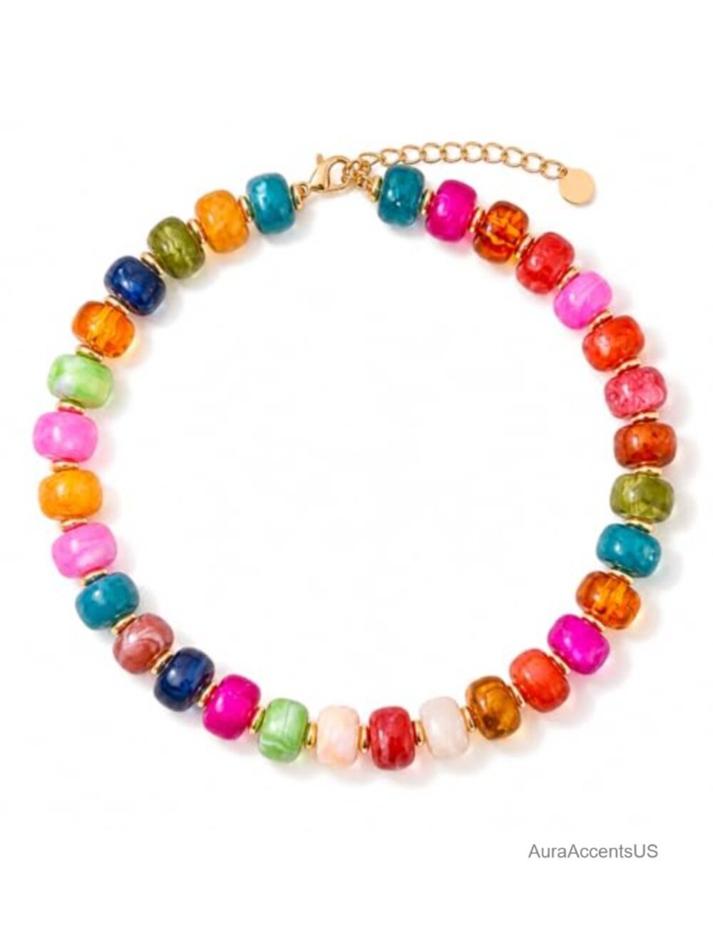 Chunky Resin Bead Statement Necklace for Women Bohemian Summer Jewelry